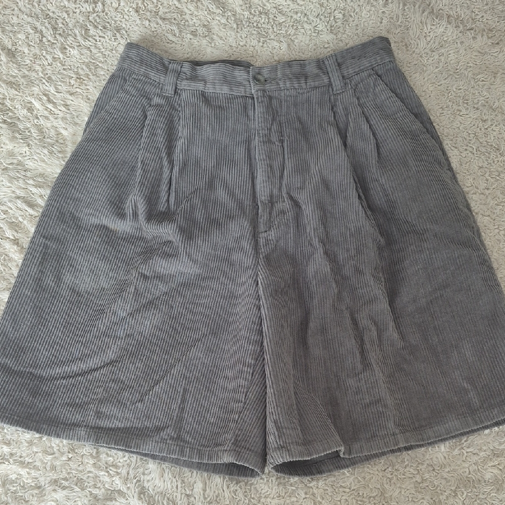 Vintage Corduroy Shorts 12 Olive Gorpcore High Rise Pleated Bermudas